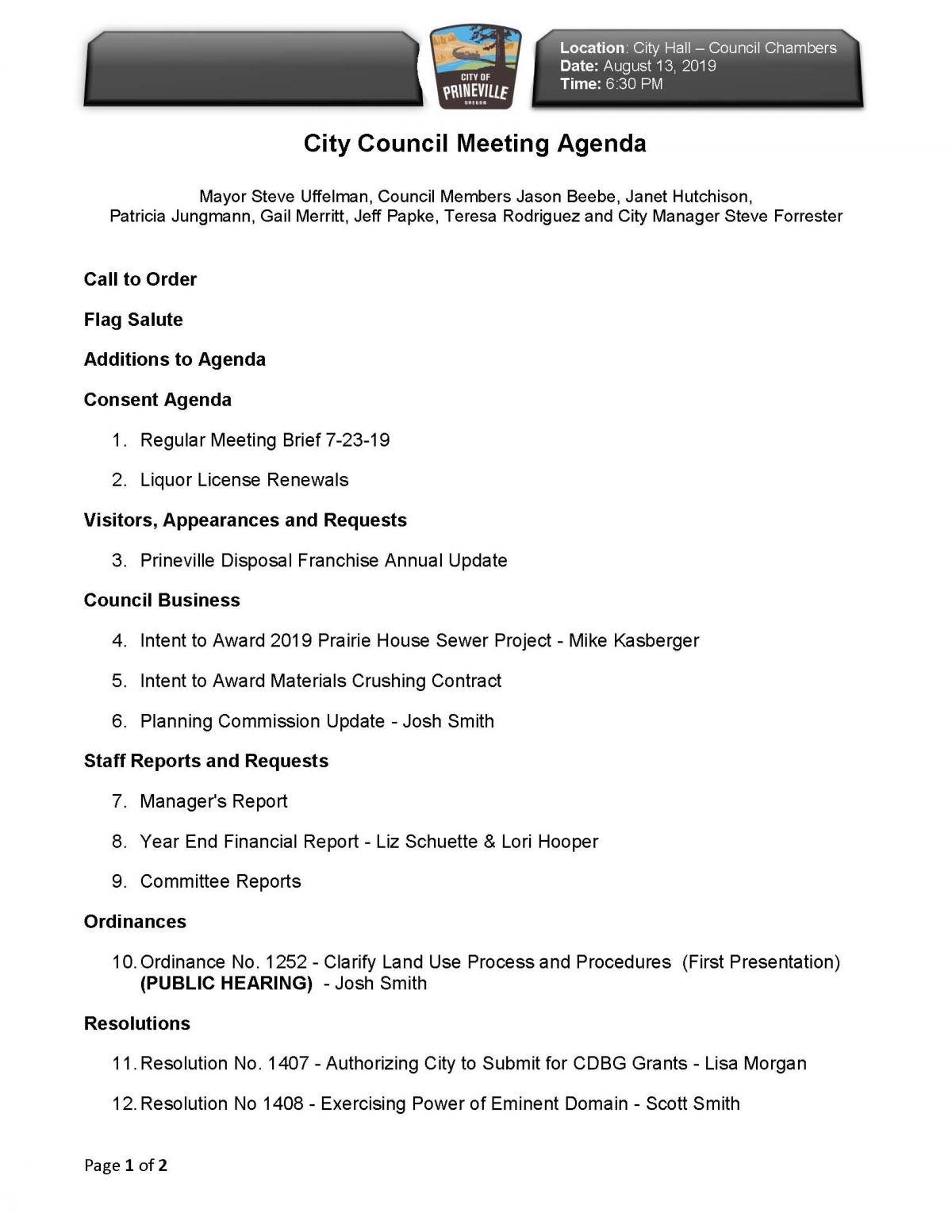 Council Agenda