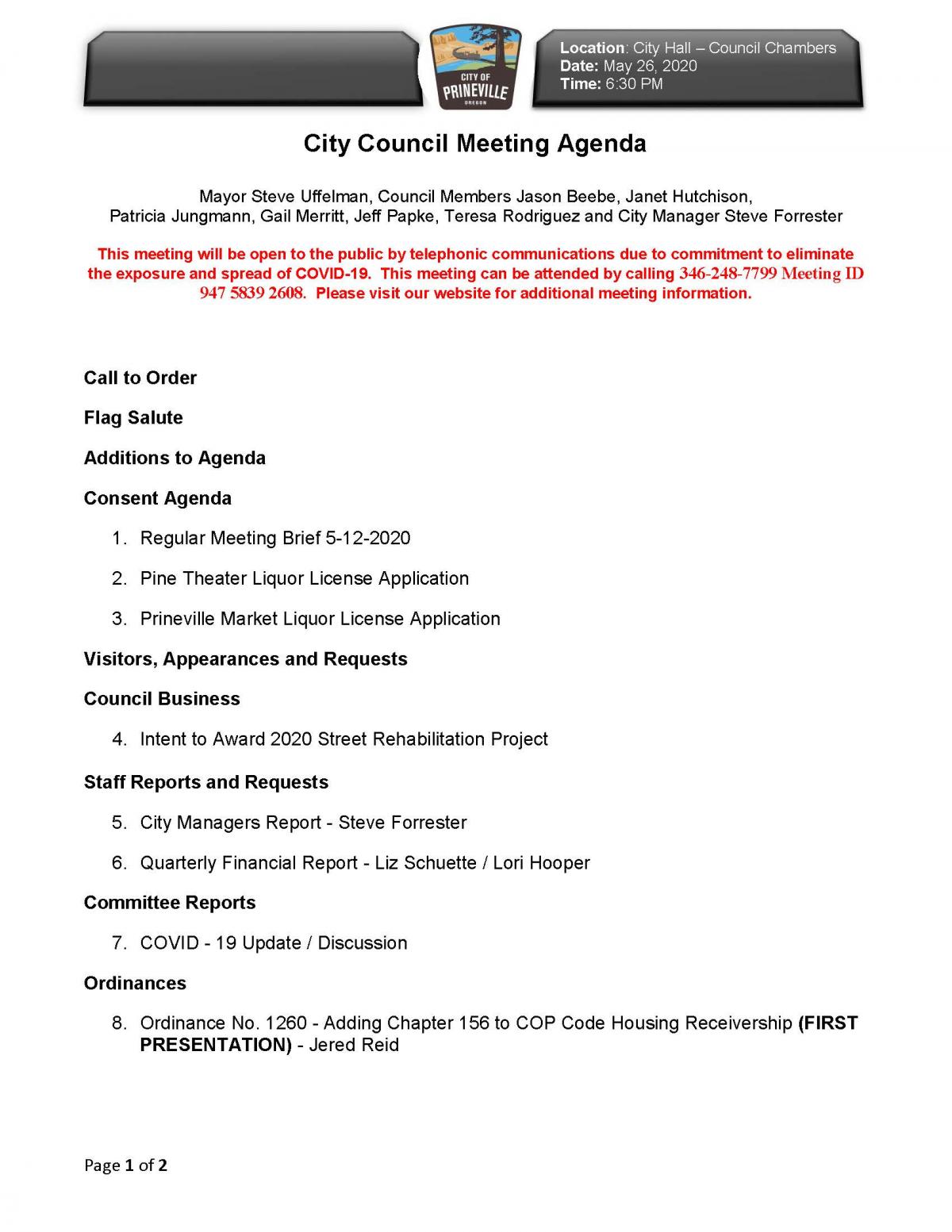 Agenda Page 1