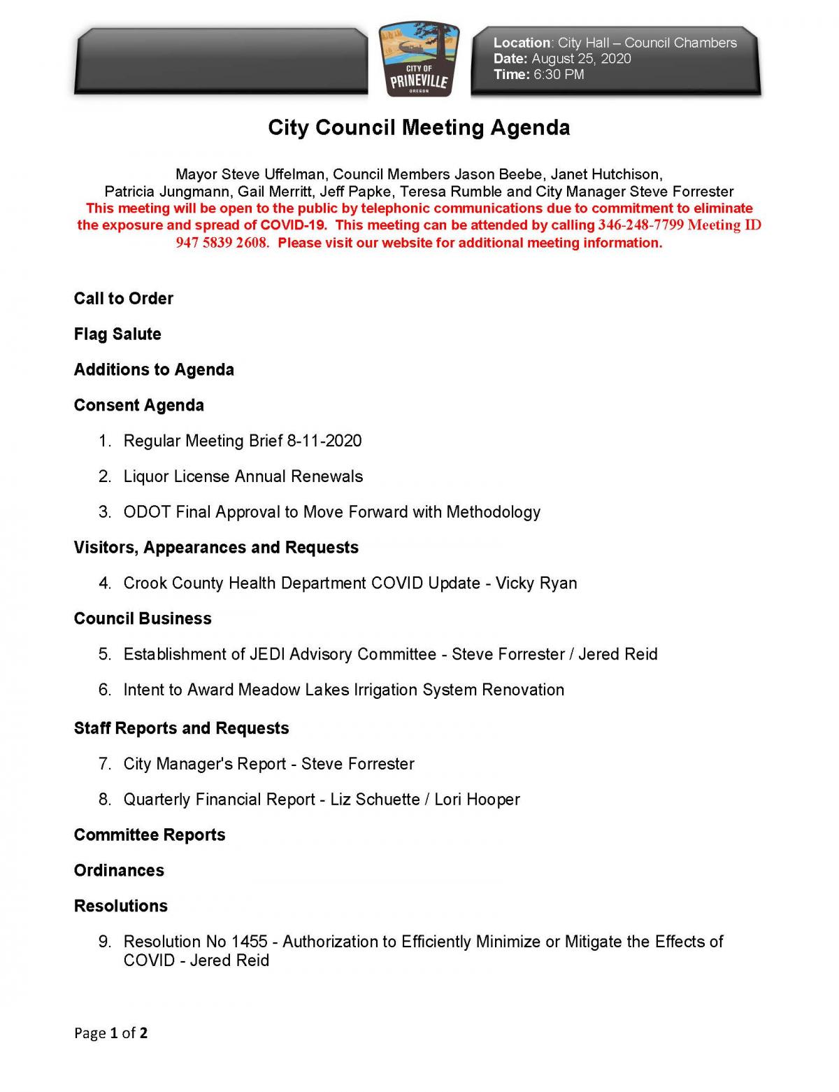 Council Agenda