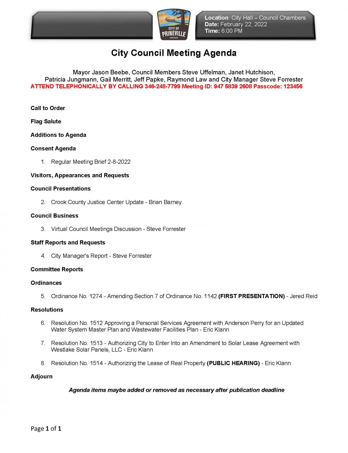 Council Agenda 2-22-2022