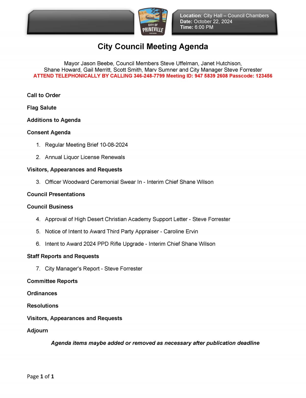 Council Agenda 10-22-2024