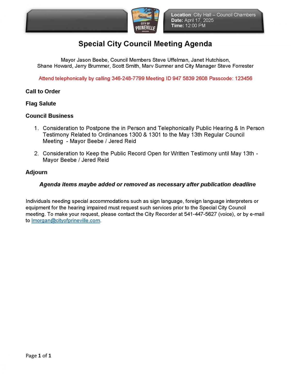 Council Agenda 4-17-2025