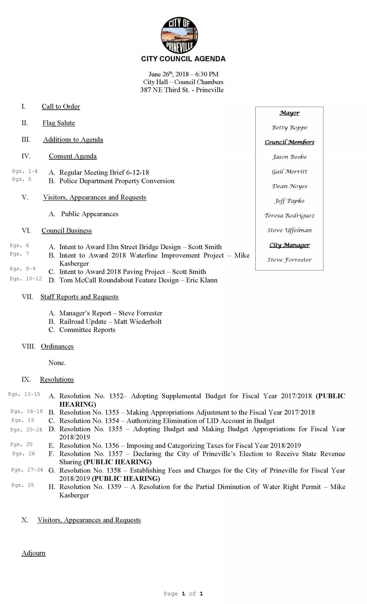 Council Agenda 6-26-18