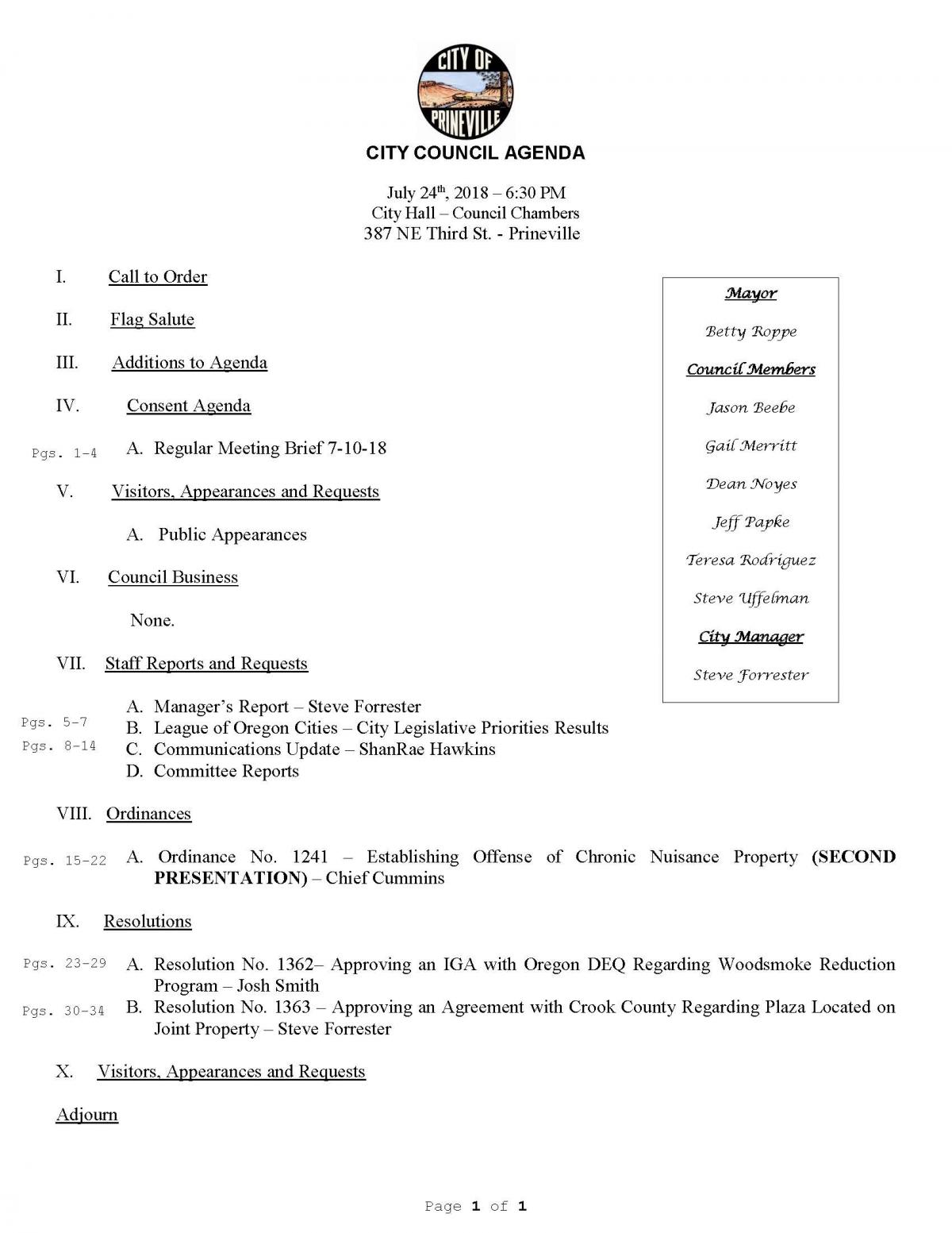Council Agenda 7-24-18